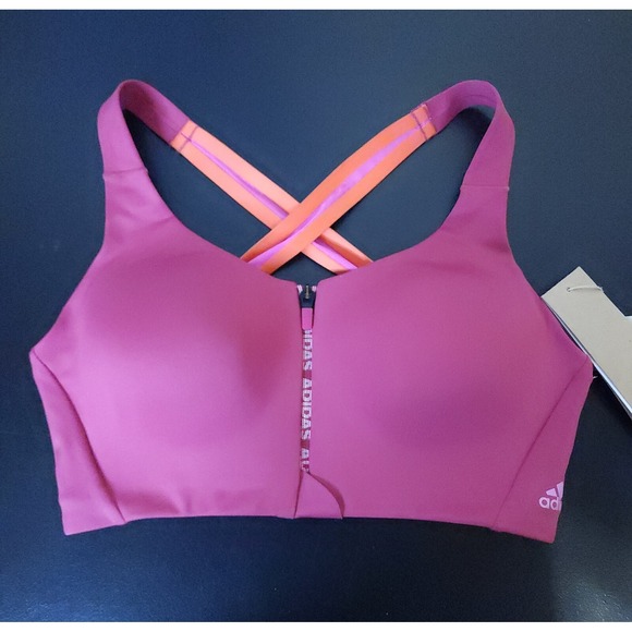 adidas Other - Adidas High Support Mesh Cross-Back Front Zip Sports Bra Wild Pink GM2853 US 34B